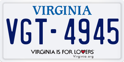 VA license plate VGT4945