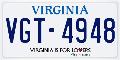 VA license plate VGT4948
