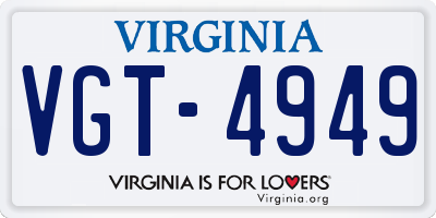 VA license plate VGT4949