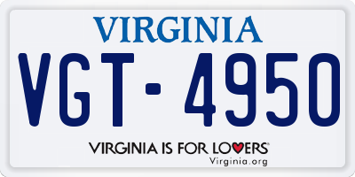 VA license plate VGT4950