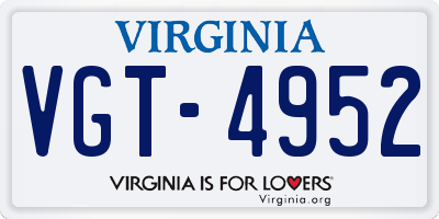 VA license plate VGT4952