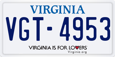 VA license plate VGT4953