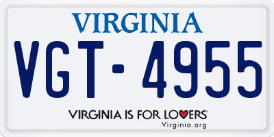 VA license plate VGT4955