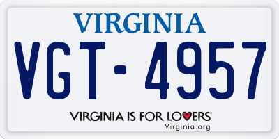 VA license plate VGT4957
