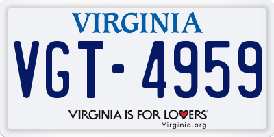 VA license plate VGT4959