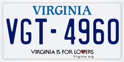 VA license plate VGT4960