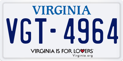 VA license plate VGT4964