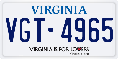 VA license plate VGT4965