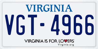 VA license plate VGT4966