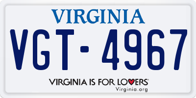 VA license plate VGT4967