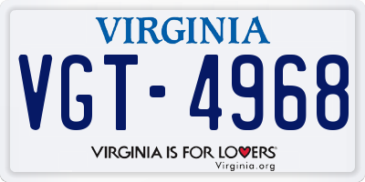 VA license plate VGT4968