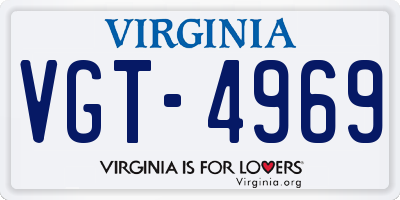 VA license plate VGT4969
