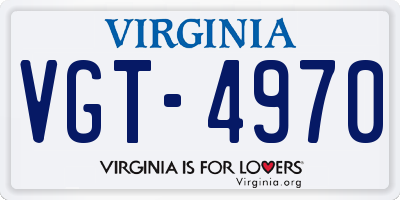 VA license plate VGT4970