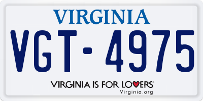 VA license plate VGT4975