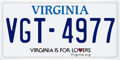 VA license plate VGT4977