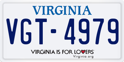 VA license plate VGT4979