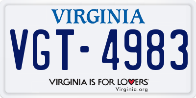 VA license plate VGT4983