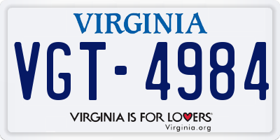 VA license plate VGT4984