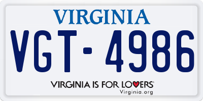 VA license plate VGT4986