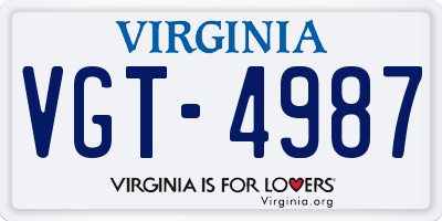 VA license plate VGT4987