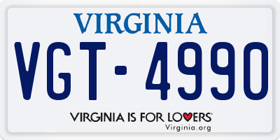 VA license plate VGT4990