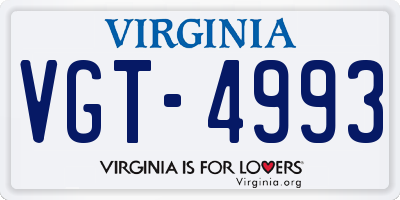 VA license plate VGT4993