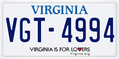 VA license plate VGT4994