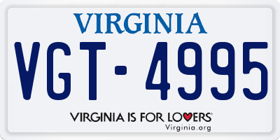 VA license plate VGT4995