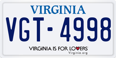 VA license plate VGT4998