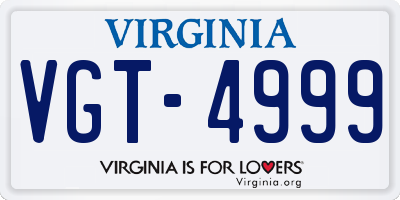 VA license plate VGT4999