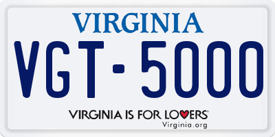 VA license plate VGT5000
