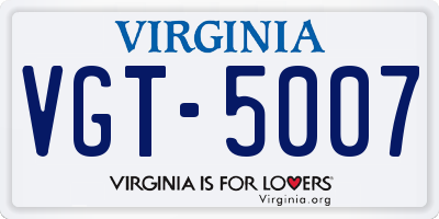 VA license plate VGT5007