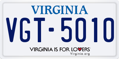 VA license plate VGT5010