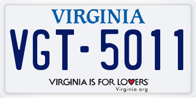 VA license plate VGT5011
