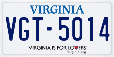 VA license plate VGT5014