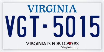 VA license plate VGT5015