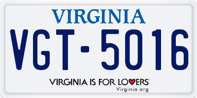 VA license plate VGT5016
