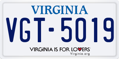 VA license plate VGT5019