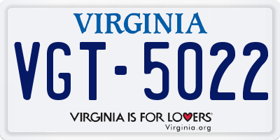 VA license plate VGT5022