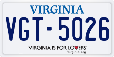 VA license plate VGT5026