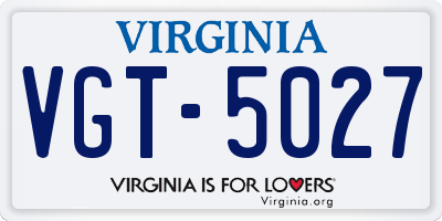 VA license plate VGT5027