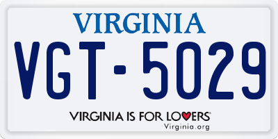 VA license plate VGT5029