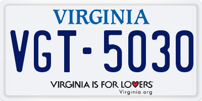 VA license plate VGT5030