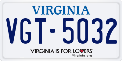 VA license plate VGT5032