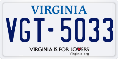 VA license plate VGT5033