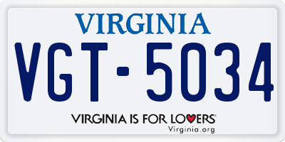 VA license plate VGT5034