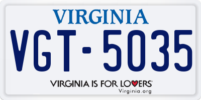 VA license plate VGT5035
