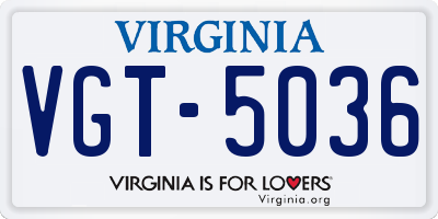 VA license plate VGT5036