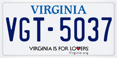 VA license plate VGT5037