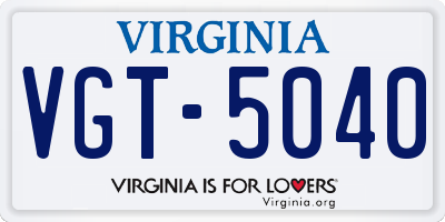 VA license plate VGT5040